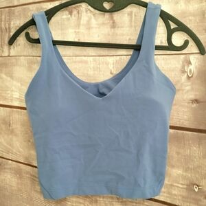 Lululemon Women's Athletic Blue Sports Bra Lined Padded Crop Blue Gray